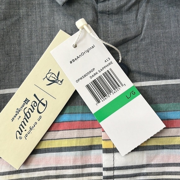 PENGUIN by Munsingwear Shirt Striped Button Down Dark Sapphire size Large - Picture 4 of 10